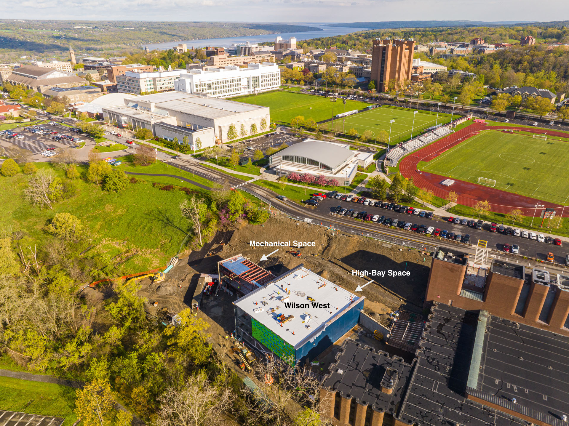 Aerial image of a construction site.