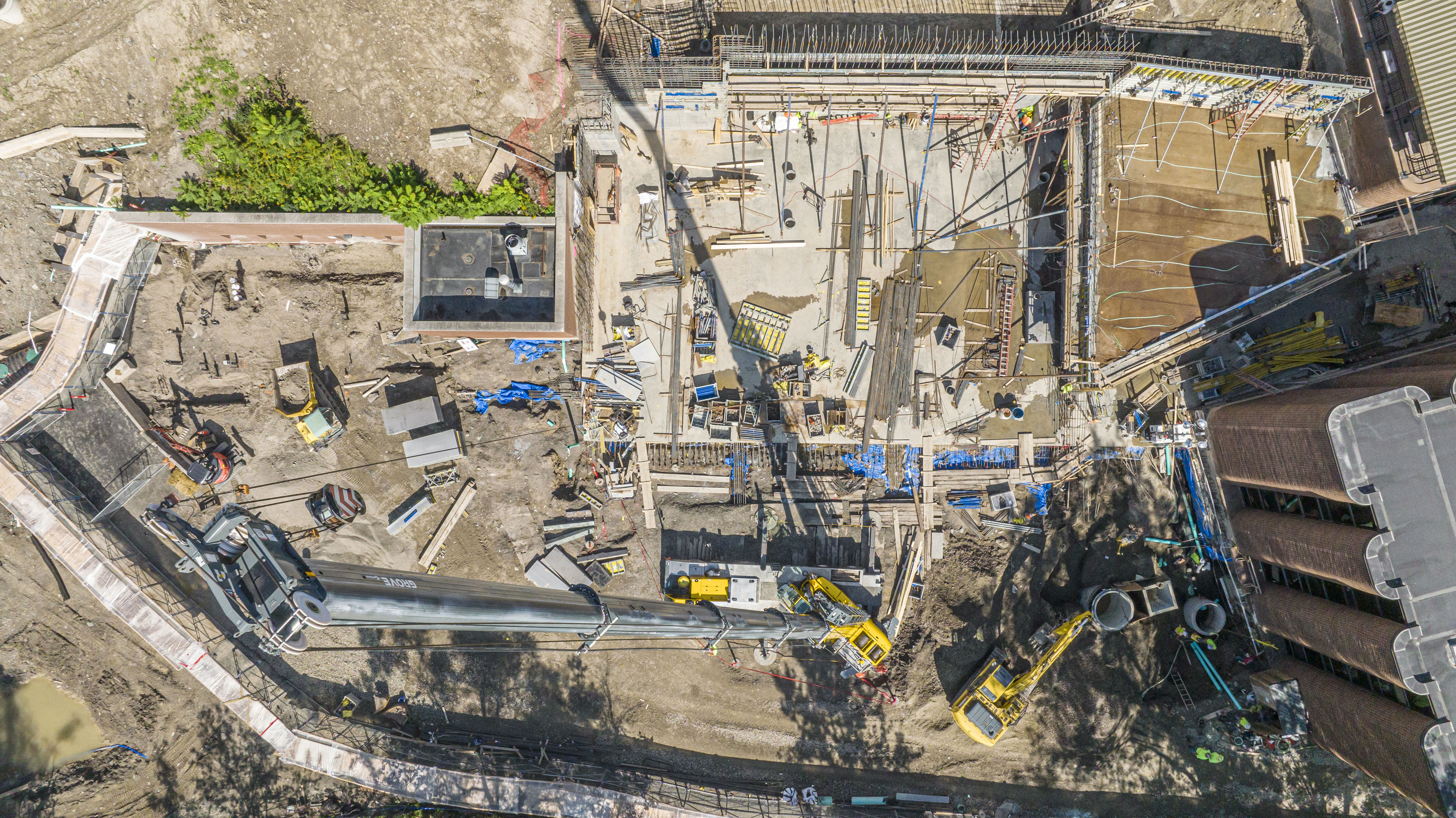 aerial image of construction at Wilson Lab