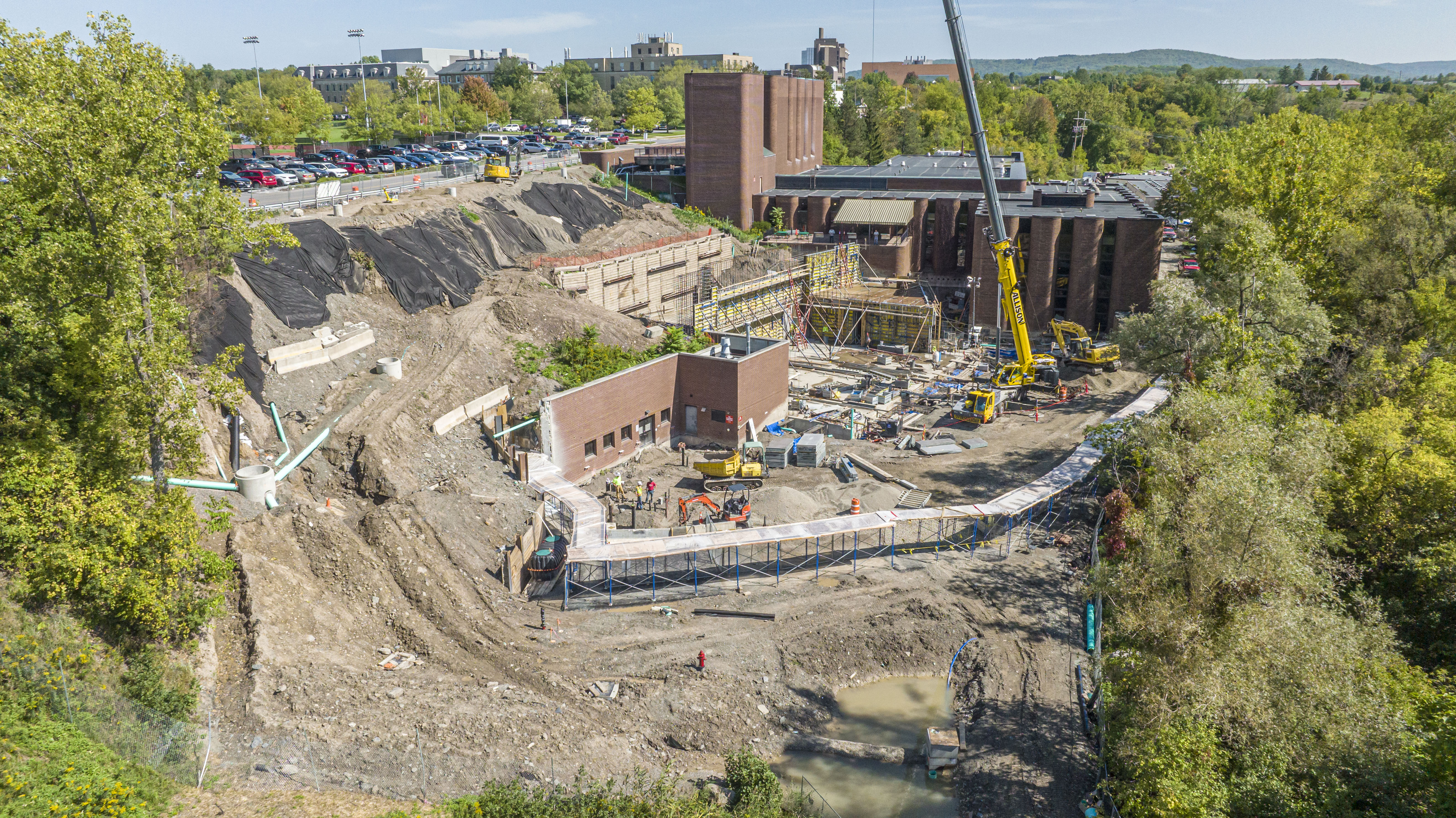 aerial image of construction at Wilson Lab