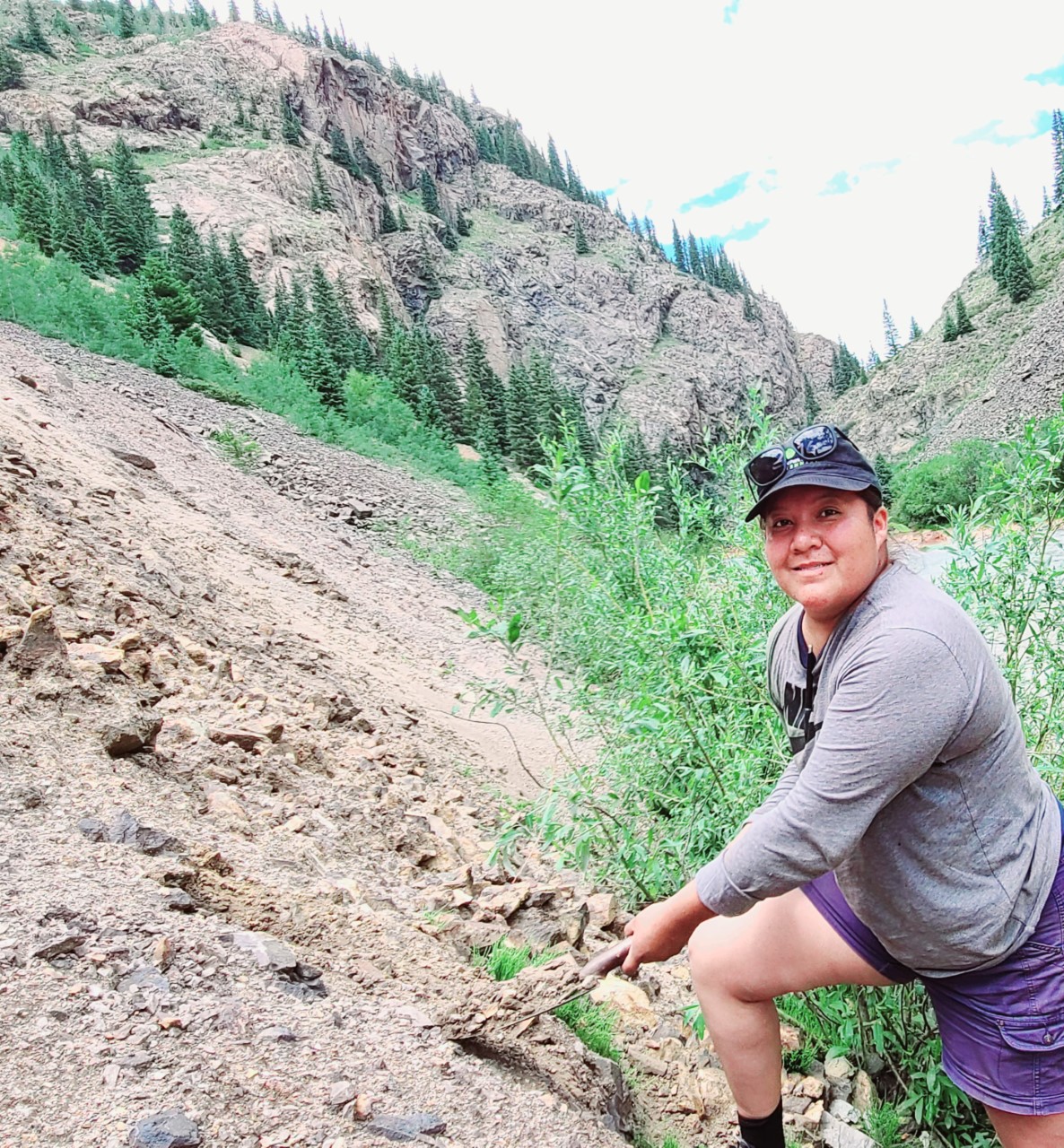 image of Camille Keith gathering samples