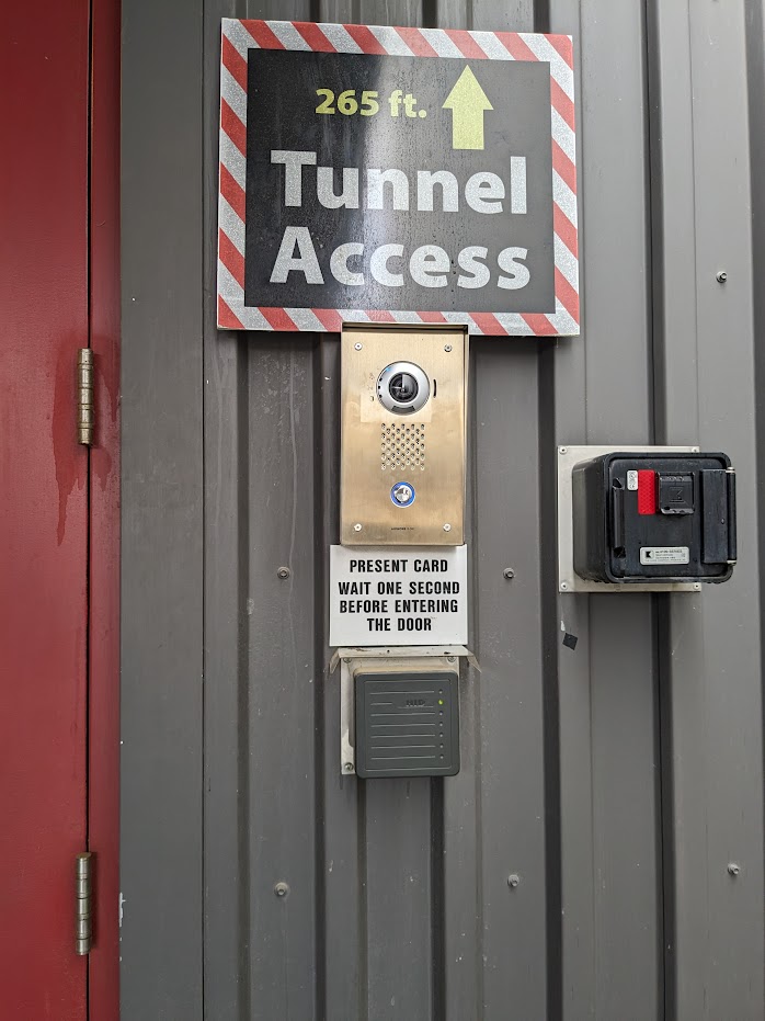 Door at the CHESS loading dock showing the card reader and door intercom system