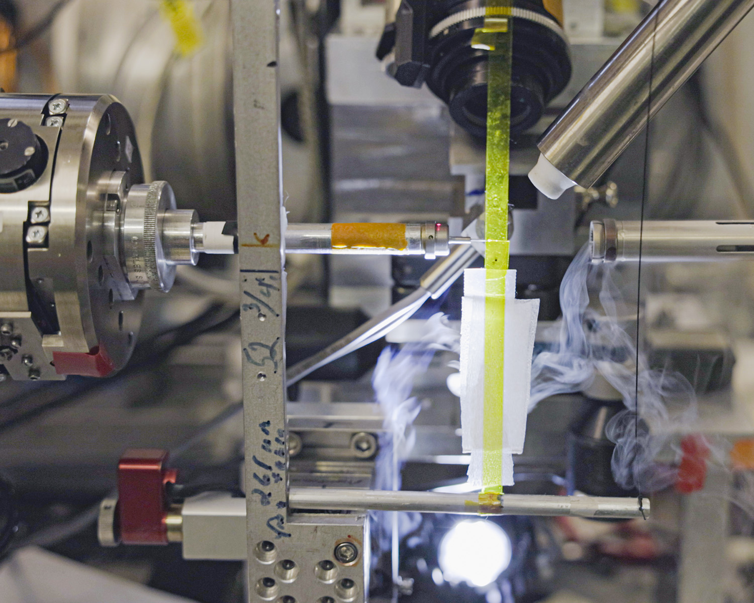 Sample being placed in the beamline