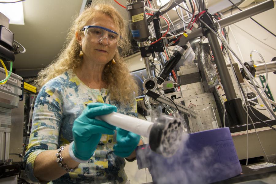 scientist loading a sample