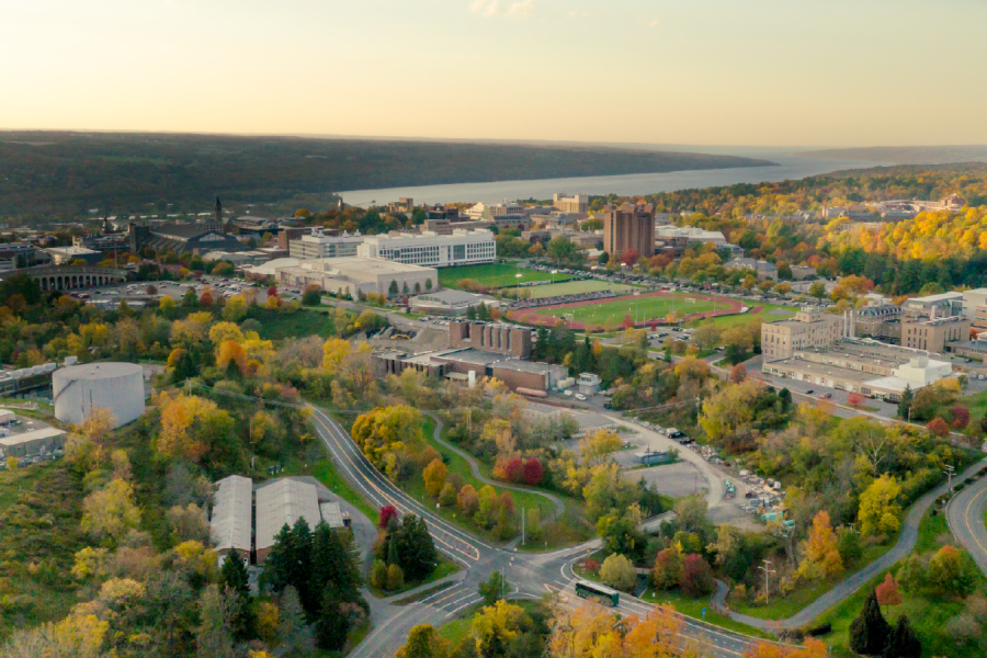 aerial image of Wilson Lab and Cornell campus