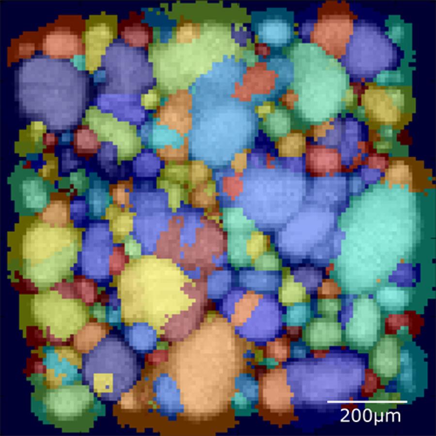 map of grains in a copper alloy