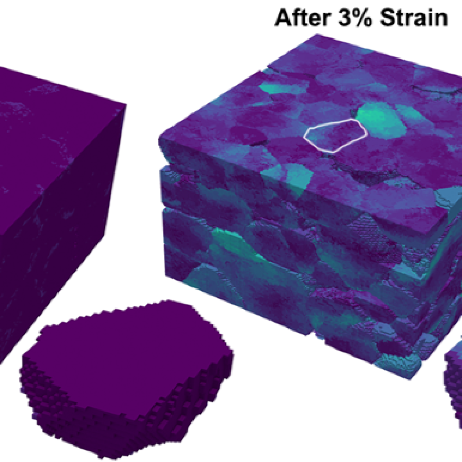Image of sample microstructure before and after mechanical loading