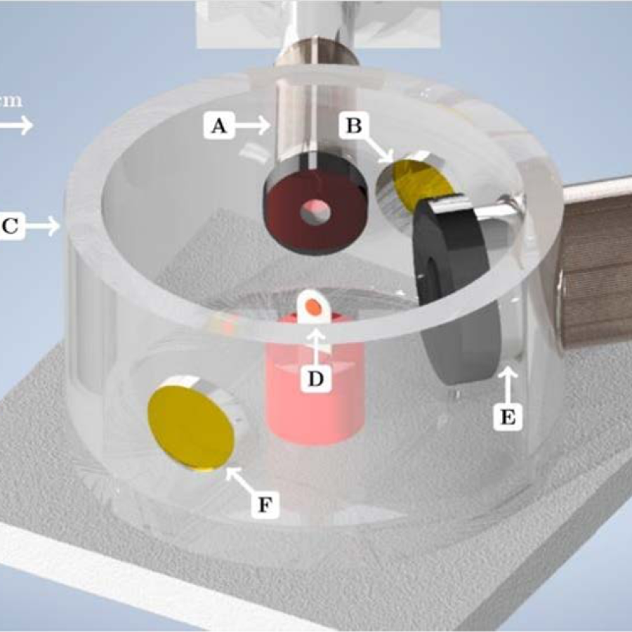 image of scattering chamber schematic, description in caption