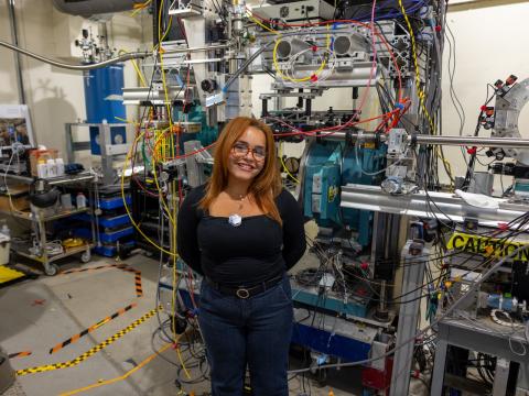 student standing in the hutch at CHESS