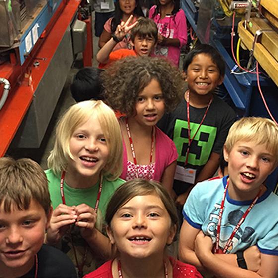 Schoolchildren touring the underground tunnel