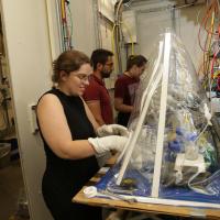 Researchers working at the NSF-funded CHESS PIPOXS beamline.