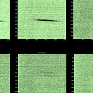 graphic of x-ray beam transmitted through a diamond plate as it is rocked through the (400) Bragg reflection