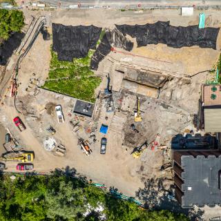 image of a construction site from above