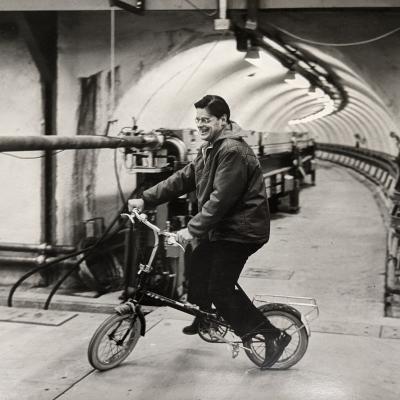 image of a man on a bike in a tunnel