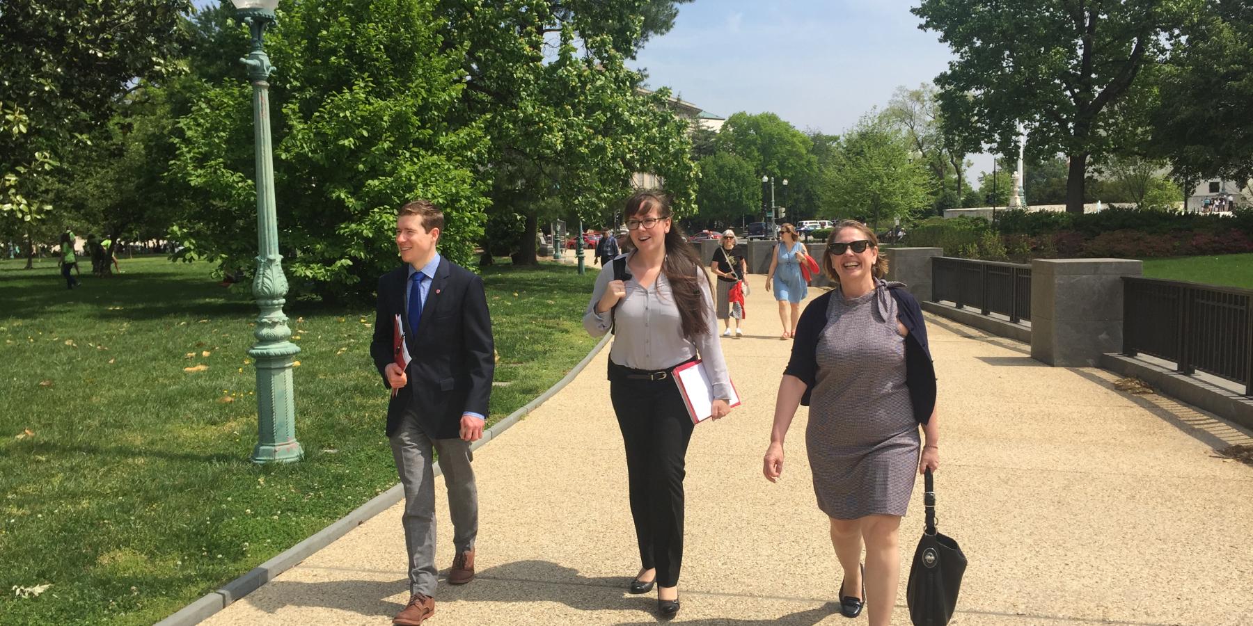 Students of CHESS walk with Cornell Federal Relations team through DC